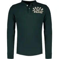 Superdry for man. M1110435A Vintage Athletic green polo shirt (S), Casual, Cotton, Long sleeve