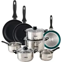 Wellhome Pk8174 Kasserollesett Med Stekepanner 11 Stykker