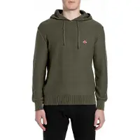 Replay for man. UK4865.000.G21280G Khaki cotton knitted hooded sweatshirt with hood (XL), Brown, Casual, Green