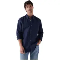 Salsa Jeans Cotton Linnen Regular Fit Skjorte Med Lange Ermer
