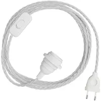 Creative Cables Snakebis Twisted E14 Lampeskjerm-kabelsett Med Lampeholder. Stofftrukket Kabel Og 2-pinners Støpsel 1.8 M