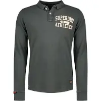 Superdry for man. M1110435A Vintage Athletic grey polo shirt (XL), Casual, Cotton, Long sleeve
