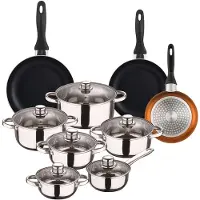 Wellhome Pk8181 Kasserollesett Med Stekepanner 15 Stykker