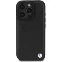 BMW Leather Hot Stamp iPhone 16 Pro-etui - svart