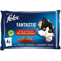 Purina Felix Fantastic Kjøttfest 4x85g Kattesnacks 12 Enheter