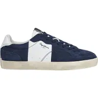 Pepe Jeans for man. PMS300006 Lane Road Leather Sneakers navy (41), Flat, Laces, Casual