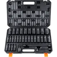 Vevor 1/2" slagpipenøkkelsett, 34 deler pipenøkkelsett metrisk (8–36 mm) 6-kantet Cr-MO-legert stål for bilreparasjon, robust konstruksjon, inkluderer kraftig oppbevaringsveske