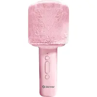Denver Bluetooth Karaoke Microphone Speaker with fluffy top - Pink