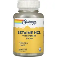 Solaray Betaine Hcl With Pepsin 250mg Enzymes And Digestive Aids Kapsler 180 Enheter