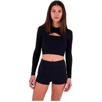 Hurley Max Solid Rib Cropped Cross Yoke Langermet Rash Guard