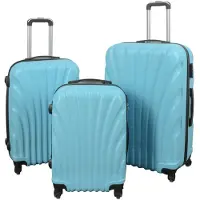 Borg Living Koffertsett - 3 stk. - Praktisk hardcase lettvekt koffert - Musling lyseblå