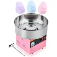 Vevor Sukkerspinnsmaskin for kommersiell bruk, 1000 W elektrisk sukkerspinnsmaskin, enkel bruk med 38 cm skål i rustfritt stål og sukkerskje, lager hardt godteri til hjemmebursdager, familiefester, ro