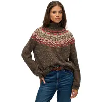 Superdry for woman. W6110657A Fairisle brown turtleneck jumper (L), Casual, Polyester, Long sleeve