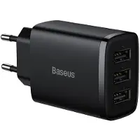 Baseus kompakt hurtiglader CCXJ020101, 3x USB, 17W - Svart