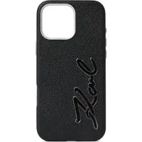 Karl Lagerfeld FW-etui med strukturert signaturlogo til iPhone 16 Pro Max – svart