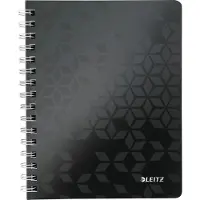 Leitz WOW - Notisbok - spiralbundet - A5 (148 x 210 mm) - 80 ark / 160 sider - rutet - 2 hull - svart - polypropylen (PP)