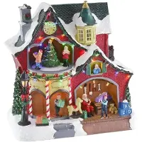 Wellhome Julenissens Verksted Juledekorasjon Med 31 Led-lys Og Musikk 26.5x16.5x27.5 Cm