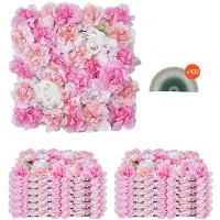 Vevor 3D-blomsterveggpanel, 12 stk. 15 x 15 tommer, kunstig blomsterveggbakgrunnsnettmatte, sømløs design og enkel installasjon for bryllup, valentinsdag, hjem, babyfest, bakgrunnsdekor, rosa