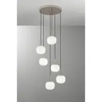 LUCE Design Hengelampe Eris, lengde 51 cm, brun/hvit, metall/glass, 6 lyskilder