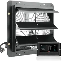 Vevor avtrekksvifte med lukkemekanisme, 356 mm med temperatur- og fuktighetskontroller, EC-motor, 1024 CFM, justerbar veggmontert loftsvifte med variabel hastighet, ventilasjon og kjøling for drivhus,