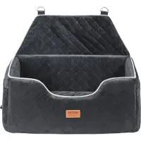 Vevor hundesete, bilpute for hund med oppbevaringslomme, bilsete for kjæledyr med klipsbar sikkerhetsbånd, svampfyll, bilseng for mellomstore og store hunder opptil 23 kg, svart