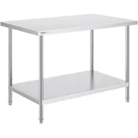 Vevor forberedelsesbord i rustfritt stål, 30 x 48 x 34 tommer, kraftig metallarbeidsbord med 3 justerbare høydenivåer, kommersiell arbeidsstasjon for kjøkken, garasje, restaurant, bakgård