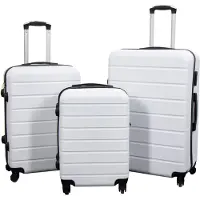 Borg Living Tilbud koffert - Sett med 3 stk. - Eksklusivt hardcase koffertsett - Stripe Hvit