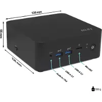 MSI Cubi NUC 13MQG-065BEU, PC-størrelse 0,84L, Barebone Mini PC, Intel SoC, Ethernet LAN, Wi-Fi 6E (802.11ax), 120 W
