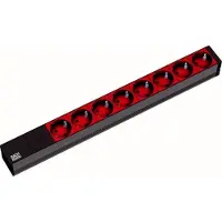 Bachmann 19" stikkontaktlist ALU, 8-veis, for UPS, 2,0 m, uten bryter
