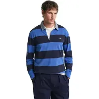 Gant for man. 2004083 Heavy blue striped polo shirt (XL), Casual, Cotton, Long sleeve