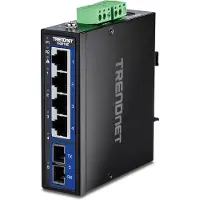 Trendnet TI-G51SC - Version v1.0R - switch - industrial, with multimode SC port - 4 x 10/100/1000 + 1 x 1 Gigabit Ethernet - DIN-skinnemonterbar, veggmonterbar - TAA-samsvar