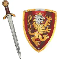 Impulse Kostymer - Noble Knight-Sett - Sverd og skjold - Rød - - OneSize - Kostymer