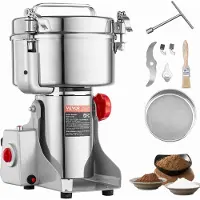 Vevor 2500g elektrisk kornmøllekvern, høyhastighets 3400W kommersielle krydderkverner, pulvermaskin i rustfritt stål, for tørre korn, krydder, frokostblandinger, kaffe, mais, pepper, svingtype