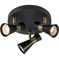 Markslöjd taklampe Folie, 3 lyskilder, svart/messing