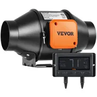 Vevor Inline-kanalvifte, 102 mm 129,7 CFM stillegående EC-motorventilasjonsvifte, med temperatur- og fuktighetskontroller for kjøleforsterker, dyrketelt, hydroponikk