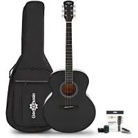 Gear4Music Jumbo Acoustic Guitar & Accessory Pack by Black