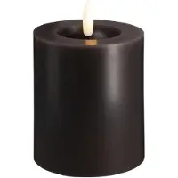 Moods & More LED-blokklys i charcoal med smelte­effekt – Ø 7,4 cm x H 10 cm