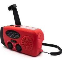 24hShop United ESR2534 Nødradio med powerbank, solcellepanel og håndsveiv - rød