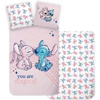 Licens Stitch sengetøy - Sengesett med Stitch og Angel - Vendbart motiv - 100% bomull