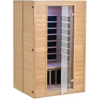 Vevor fjerninfrarød trebadstue, rom-hjemmebadstue for 2 personer, lav-EMF fjerninfrarød hemlock-trebadstue med herdet glassdør og 2 Bluetooth-høyttalere, 1800 W innendørsbruk