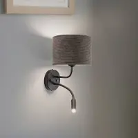 Duolla Vegglampe Roller, snor mørkegrå, svart, med leselampe