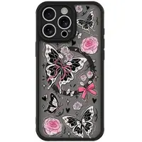 Mtp Products iPhone 14 Pro Stilig beskyttende magnetisk-deksel - sommerfugler / roser