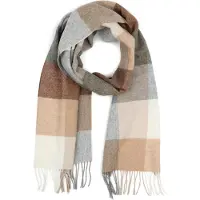 Profuomo Skjerf i Ull Rutete Flerfarget Brun Beige Grå