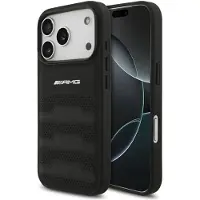 Mercedes AMG Leather Debossed Lines Logo Case for iPhone 17 Pro - Svart