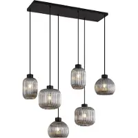 QAZQA Design pendellampe svart med røykglass 6-lys - Ana