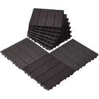 Vevor Sammenlåsende terrassefliser, 10-pakning, 30 x 30 cm, 9 kvm, plast vanntett utendørs gulvbelegg, allværsbruk, terrassegulv, terrassebelegg, fliser for veranda, bassengkant, balkong, bakgård, mør