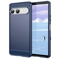 Mtp Products Sony Xperia 10 VII Børstet TPU-deksel - karbonfiber - blå