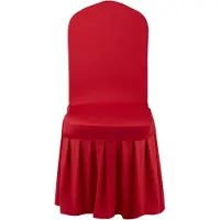Vevor 30 stk. røde stoltrekk, polyester spandex stoltrekk, stretchtrekk til bryllupsfest, middagsselskap, bankett, flate stoltrekk, passer til stolmål opptil 20,08 x 17,72 x 37,4 tommer