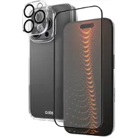 SBS -sett med D3O-teknologi for iPhone 16 Pro - etui + glassskjerm og kamerabeskytter - gjennomsiktig