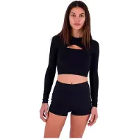 Hurley Max Solid Rib Cropped Cross Yoke Langermet Rash Guard